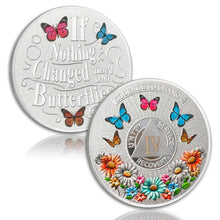 Lade das Bild in den Galerie-Viewer, Colorful Sunflower 4 Year Sobriety Coin Butterfly Four Year Sobriety Chip Courage to Change AA Chips and Medallion Silver AA Coin Recovery Anniversary Token Sobriety Gifts for Men Women ITDinos®