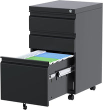 Load image into Gallery viewer, 3 Drawer Mobile File Cabinet, Fully Assembled Office File Cabinets,Letter Legal A4 Size Drawer,Black ITDinos®