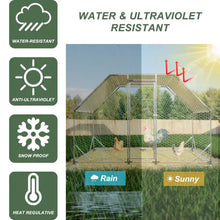 Lade das Bild in den Galerie-Viewer, 9.94 Ft. X 6.46 Ft. X 6.36 Ft. Metal Large Chicken Coop Walk-in Poultry Cage Run Flat Shaped With Waterproof Cover ITDinos®