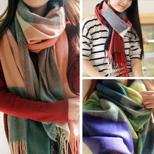Load image into Gallery viewer, Plaid Scarf for Women - Long Fringe Shawl