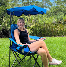Load image into Gallery viewer, LETS CAMP Camp Chair with Shade Canopy Folding Camping Recliner Chair with Carry Bag for Outdoor Camping Hiking Beach Heavy Duty 350 LBS ITDinos®