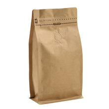 Lade das Bild in den Galerie-Viewer, 50 Pieces 1 Kg Kraft Paper Stand Up Coffee Bag/Flat Bottom Pouch with Air Release Valve and Reusable Side Zipper. (50pcs 2.2lb/32oz/1kg) ITDinos®