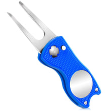 Load image into Gallery viewer, 4 Pack Foldable Golf Divot Repair Tool Golf Divot Tool with Magnetic Button Ball Marker Divot Tool and Ball Marker for Golfers (4 Blue) ITDinos®