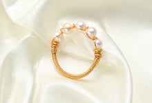 Load image into Gallery viewer, 14k Gold-Plated Natural Freshwater Pearl Woven Ring ITDinos®