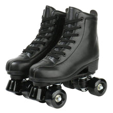 Load image into Gallery viewer, Roller Skates Double Row Skates Adjustable Leather High-top Roller Skates Perfect Indoor Outdoor Adult Roller Skates with Bag (Black WheelWomens 8 / Mens 6.5)