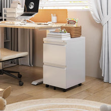 Lade das Bild in den Galerie-Viewer, Aobabo Metal 2 Drawer Office File Cabinet With Lock, Under Desk Office Steel Mobile Cabinet On Wheels, 25.6''H Legal Letter A4 Size,White, Fully Assembled ITDinos®