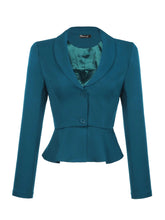 Load image into Gallery viewer, Allegra K Work Short Blazer for Womens Lapel Collar Long Sleeve Ruffle Casual Office Jacket X-Small Navy Blue ITDinos®