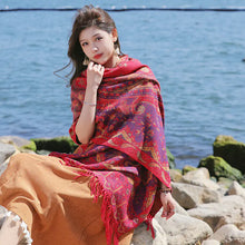 Load image into Gallery viewer, Women's Office Nap Shawl Vintage Scarf with Fringe