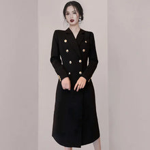 Load image into Gallery viewer, Chic Pearl Button Blazer Dress