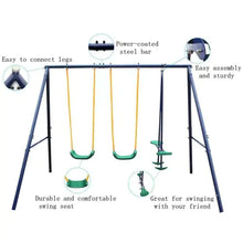 Load image into Gallery viewer, Children's Outdoor Metal Swing Set With Glider ITDinos®