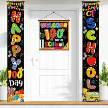 Load image into Gallery viewer, 100th Day of School Banner Outdoor 100 Days of School Decorations Happy 100th Day of School Decorations Porch Banner with Hanging Banner for Kindergarten Preschool Primary School 11.8*70.8 ITDinos®