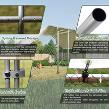 Lade das Bild in den Galerie-Viewer, 9.94 Ft. X 6.46 Ft. X 6.36 Ft. Metal Large Chicken Coop Walk-in Poultry Cage Run Flat Shaped With Waterproof Cover ITDinos®