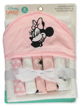 Lade das Bild in den Galerie-Viewer, Disney Baby Minnie Mouse Hooded Towel with 5 Piece Washcloth Set Rosy Dream Print GS71796 ITDinos®