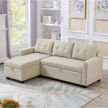 Load image into Gallery viewer, Pull-out Sofa With Storage Chaise Longue, Convertible Corner Sofa, Beige ITDinos®