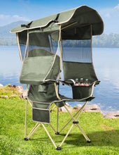 Load image into Gallery viewer, Docusvect Canopy Chair with Cooler for Outdoors Sports Folding Camping Chair with Shade Canopy Cup Holder Side Pocket for Camping Beach Tailgates Fishing - Support 330 LBS ITDinos®