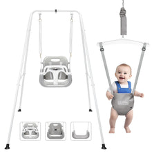 Load image into Gallery viewer, HARPPA 2 in 1 Toddler Swing Set Foldable Kids Swing & Baby Jumper for Indoor&Outdoor Play Adjustable Children Swing Set for Toddler Aged 1~5 Years (Grey) ITDinos®