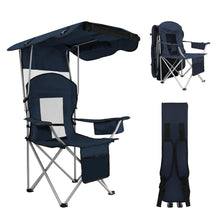 Load image into Gallery viewer, BDL Camping Chair with Canopy Shade Portable Folding Beach Chairs with Cooler Mesh Backrest Cup Holder and Pocket for Camping Fishing Beach and SportsBlue ITDinos®