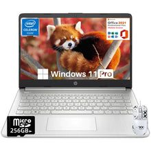 Load image into Gallery viewer, HP 14" Student Laptop Microsoft Office Pro Lifetime License Business Laptop Intel 4-Core N4120 16 GB RAM 384 GB Storage(128 GB eMMC + 256 GB SD Card) 12H Battery Life Windows 11 Pro Mouse ITDinos®
