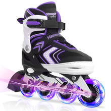 Load image into Gallery viewer, MammyGol Inline Skates for Girls with Full Light Up Wheels Adjustable Beginner Blades Roller for Youth Purple Ages 8-12