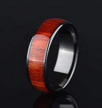 Load image into Gallery viewer, Wood Grain Ring with Stainless Steel Inlay ITDinos®