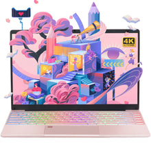 Lade das Bild in den Galerie-Viewer, 14" Laptop with 4K UHD (3840x2160) IPS Display Celeron N5095 CPU DDR4 16G RAM 512G SSD Windows 11 Pro Laptop Color Backlit KB Fingerprint ReaderThin and Portable WIFI Rose Gold(16G+512G) ITDinos®
