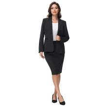 Load image into Gallery viewer, Lamgool Womens Business Skirt Suit Set 2 Piece Office Outfits Notched Lapel Blazer and Pencil Skirt (Black XX-Large) ITDinos®