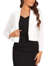 Load image into Gallery viewer, Allegra K Cropped Blazer for Womens Business Casual Double Breasted Notched Lapel Suit Jacket X-Large White ITDinos®