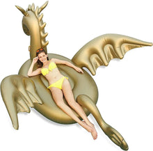 Load image into Gallery viewer, Majestic Golden Dragon Inflatable Pool Float - Luxy Float