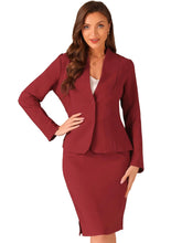 Load image into Gallery viewer, Allegra K 2 Piece Suit Skirt Set for Womens Business Formal Collarless Blazer and Pencil Skirts Medium Burgundy ITDinos®