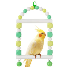 Load image into Gallery viewer, Colorful Wooden Bird Swing Parakeet Swing Toy with Bells Cockatiel Lovebird Budgie Conure Perch Stand Hanging Toys Bird Cage Accessories to Balance Exercise Training (Green) ITDinos®