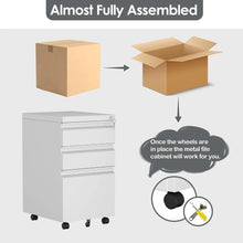 Lade das Bild in den Galerie-Viewer, 3 Drawer Mobile File Cabinet With Lock, Under Desk Metal Filing Cabinet For Office,Home,A4 Legal Letter Size, Fully Assembled White ITDinos®