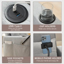 Load image into Gallery viewer, Futon Chair Bed Convertible Chair 3-in-1 Pull Out Sleeper Chair Beds With USB Ports,Wear-resistant And Anti-scratch, Armchair Bed Sleeper For Living Room,Grey. ITDinos®