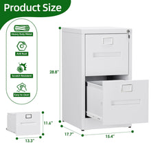 Lade das Bild in den Galerie-Viewer, 2 Drawer File Cabinet, Metal Vertical Filing Storage Cabinet With Lock, A4 Legal Letter Size,Home Office,Assembly Required,White ITDinos®
