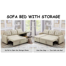 Load image into Gallery viewer, Pull-out Sofa With Storage Chaise Longue, Convertible Corner Sofa, Beige ITDinos®