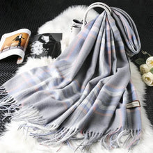 Load image into Gallery viewer, Chic Plaid Long Fringe Shawl