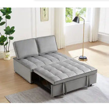 Load image into Gallery viewer, Convertible Sleeping Sofa Bed, Modern Velvet Fabric Double Seat Sofa Bed, Sleeping Sofa Bed With 2 Backs And Detachable Backs, Backs, Suitable For Living Room Bedroom,Grey ITDinos®