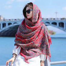 Load image into Gallery viewer, Women's Office Nap Shawl Vintage Scarf with Fringe