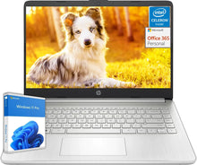 Load image into Gallery viewer, HP 14 inch Laptop Student & Business Intel Celeron N4120 16GB RAM 384GB Storage(128GB eMMC+256GB MSD) 1 Year Office 365 Intel UHD Graphics Thin & Portable Ultra Light Webcam Windows 11 Pro ITDinos®