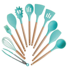 Load image into Gallery viewer, 11-Piece Silicone Kitchen Utensil Set with Wooden Handle ITDinos®