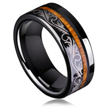 Load image into Gallery viewer, Black Tungsten Wood Inlay Ring - Custom Men's Design ITDinos®