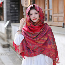 Load image into Gallery viewer, Women's Office Nap Shawl Vintage Scarf with Fringe