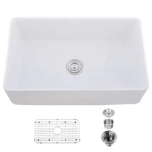 Load image into Gallery viewer, Ceramic Farmhouse Kitchen Sink With Basket Filter