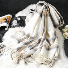 Load image into Gallery viewer, Chic Plaid Long Fringe Shawl