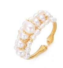 Load image into Gallery viewer, 14k Gold-Plated Natural Freshwater Pearl Woven Ring ITDinos®