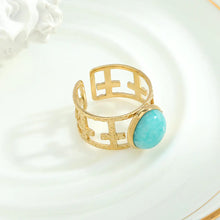 Load image into Gallery viewer, Hollow Titanium Steel Ring Inlaid with Natural Stone ITDinos®