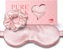 Load image into Gallery viewer, LitBear 100% Pure Silk Sleep Mask 22 Momme 6A Silk Fabric and Filling Total Light Blocking Mulberry Silk Eye Mask Sleeping for Women Men Side Sleepers Includes Travel Pouch and Silk Scrunchie