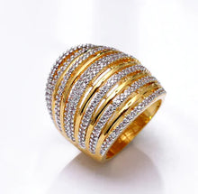 Load image into Gallery viewer, Exaggerated Gold Textured Ring with Zircon Stones for Women ITDinos®