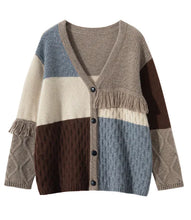 Load image into Gallery viewer, Men's Contrast Color Tassel V-neck Knitted Cardigan ITDinos®