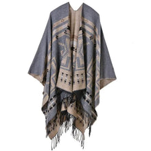 Load image into Gallery viewer, Fringe Shawl Scarf with Cross Flower Design