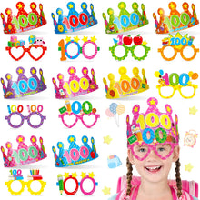 Lade das Bild in den Galerie-Viewer, 54 Pieces 100th Day of School Glasses and Crowns 100 Days Colorful Paper Eyewear 100th Days Party Paper Hats for Kids 100 Days of School Gifts Kindergarten Preschool Primary Activities Supplies ITDinos®